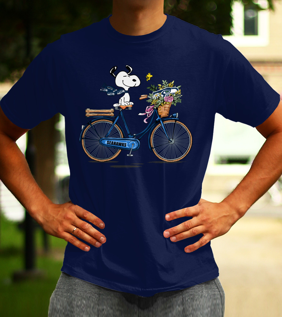 Seattle Seahawks Snoopy Bicycle Adventure T-Shirt