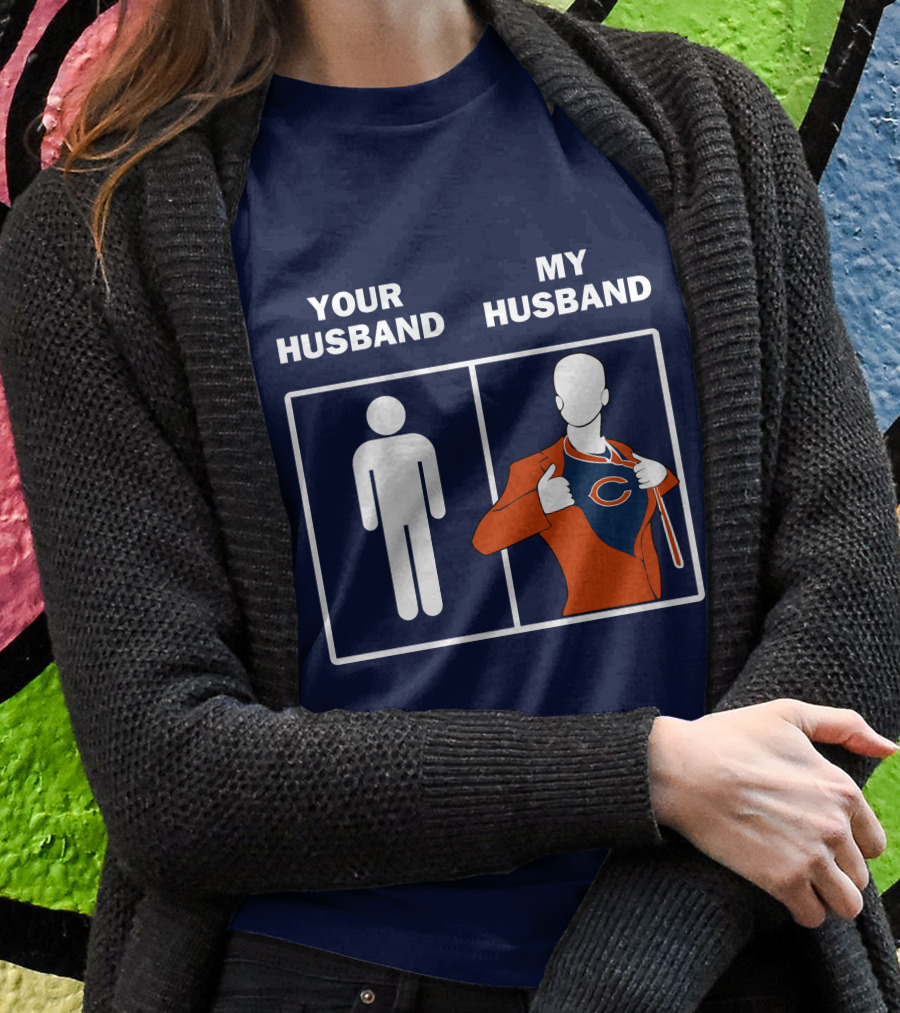 Chicago Bears My Husband Superman Logo Parody Your Husband T-Shirt