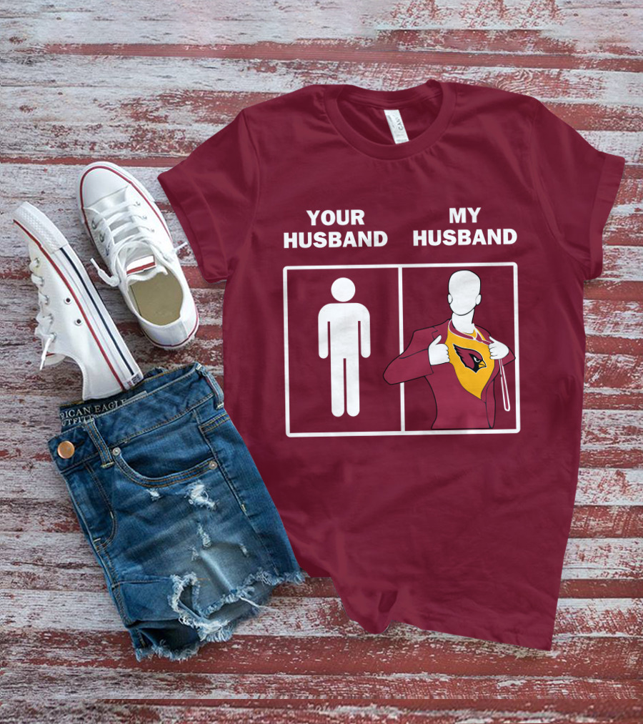 Arizona Cardinals Your Husband My Husband Fan Superhero T-Shirt