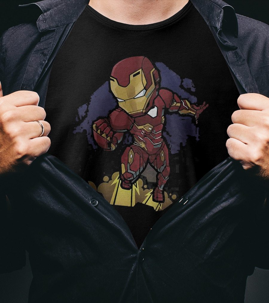 Ironman Superhero Chibi Style Avengers Heroic Pose T-Shirt