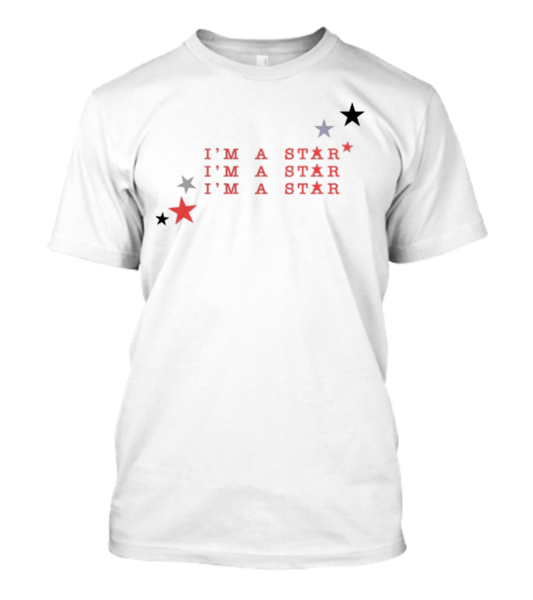 I'm A Star Red Blue Stars Repeating Text Pattern T-Shirt