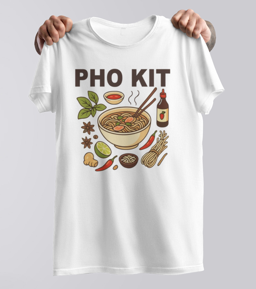 Pho Kit Noodle Bowl With Ingredients And Chopsticks T-Shirt