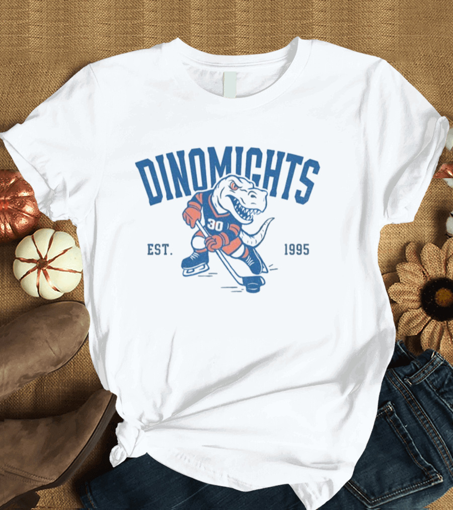 DinoMights Hockey Est 1995 Dinosaur Team Mascot T-Shirt