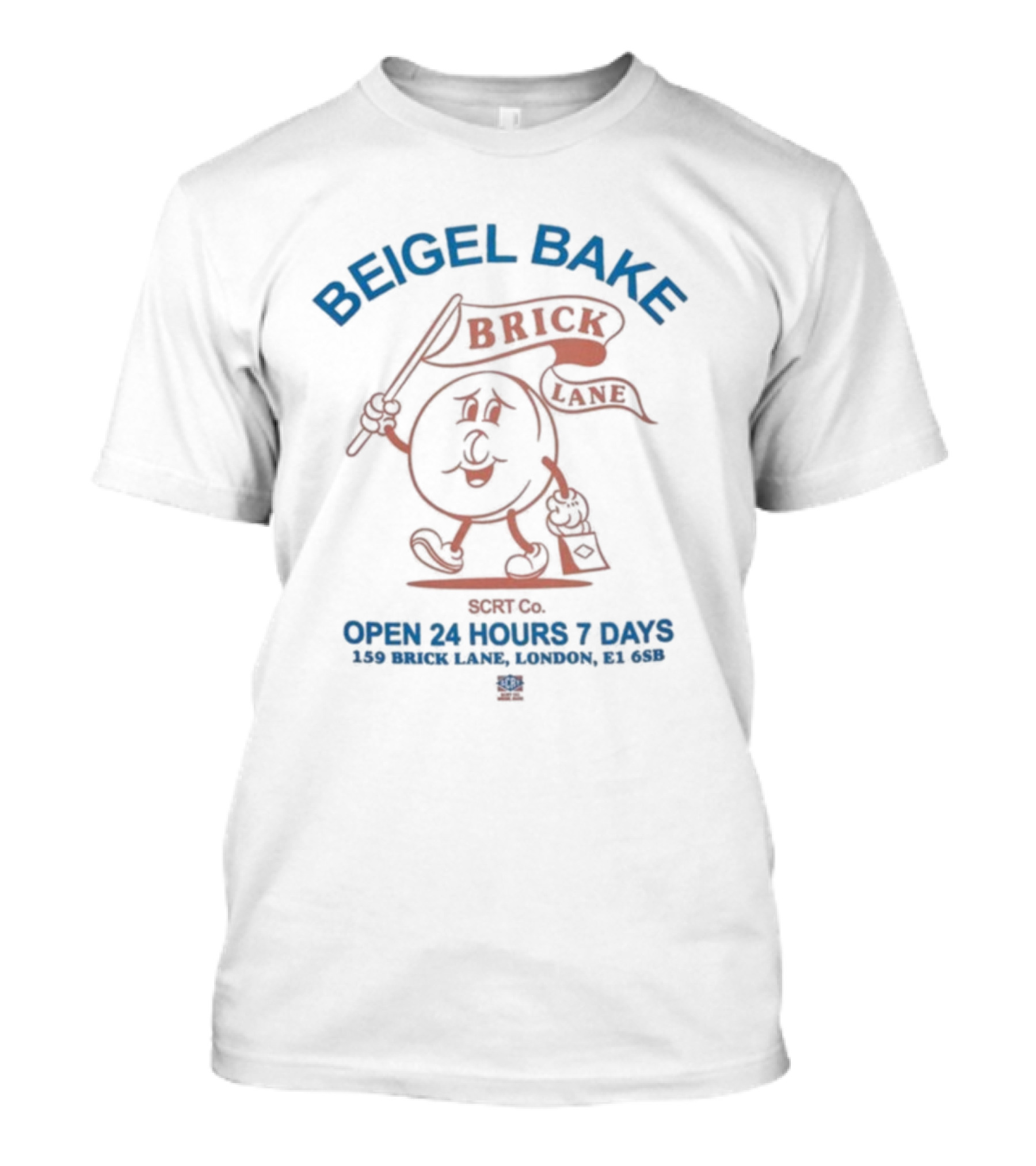 Beigel Bake Brick Lane Cartoon Bagel Open 24 Hours 7 Days Retro Style T-Shirt