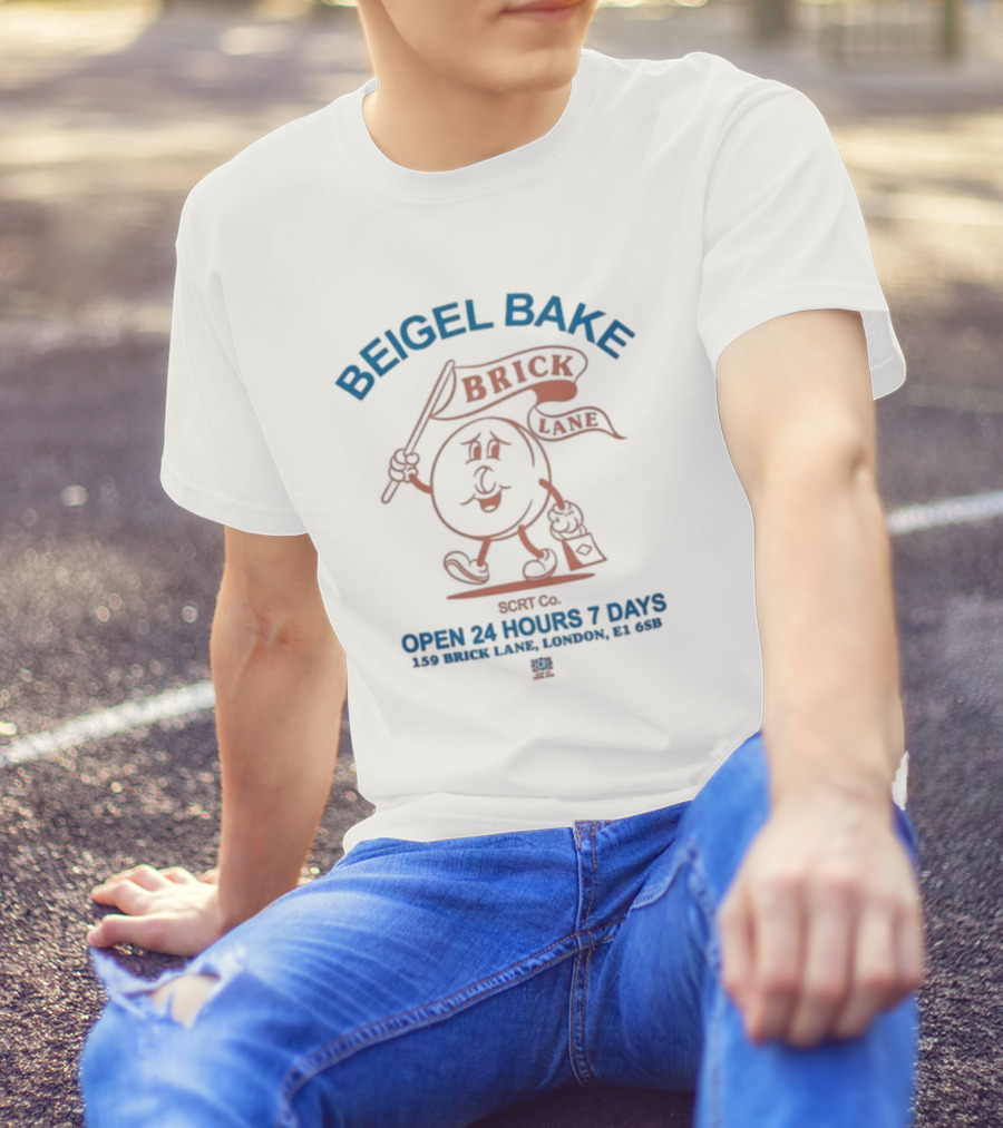 Beigel Bake Brick Lane Cartoon Bagel Open 24 Hours 7 Days Retro Style T-Shirt