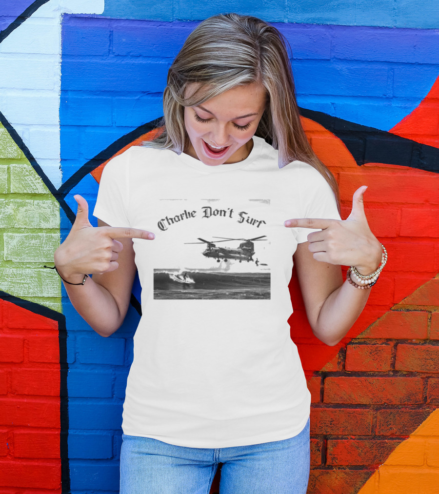 Charlie Don’t Surf Military Helicopter Waves T-Shirt