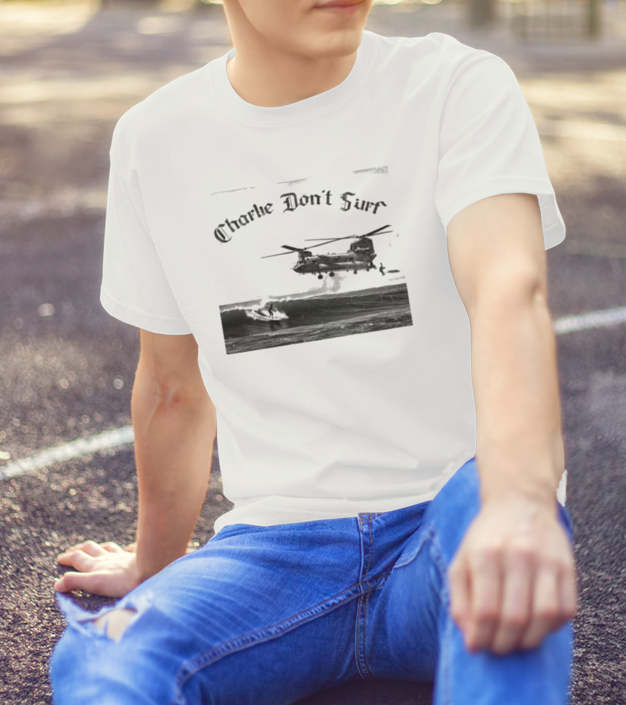 Charlie Don’t Surf Military Helicopter Waves T-Shirt