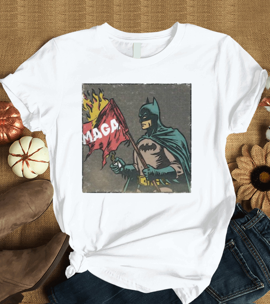 "Cult Of The Batman Holding Burning MAGA Flag" T-Shirt