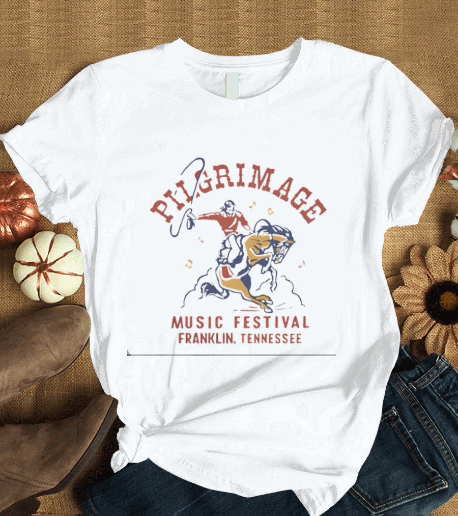 Pilgrimage Music Festival 2025 Franklin Tennessee Cowboy Riding Bull T-Shirt
