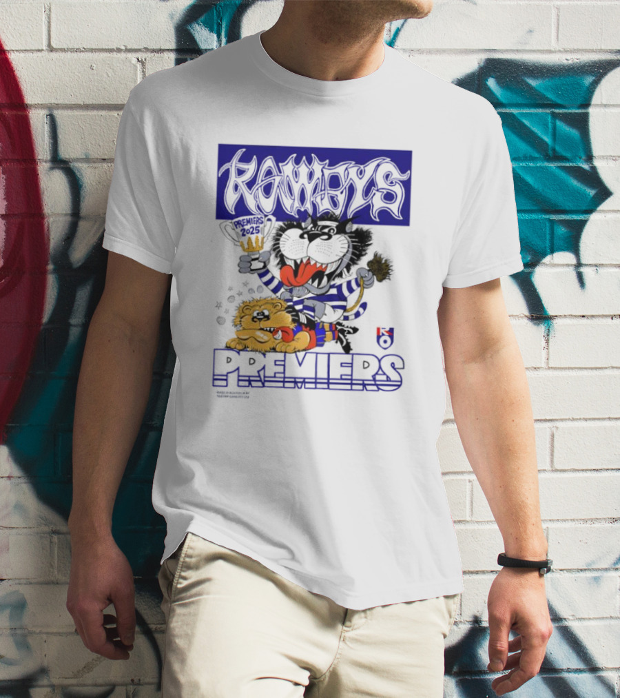 Geelong Cats Rowdys AFL Grand Finals 2025 Premiers Champions Cartoon Style T-Shirt