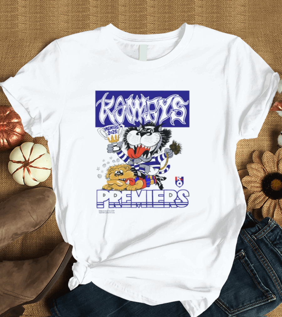 Geelong Cats Rowdys AFL Grand Finals 2025 Premiers Champions Cartoon Style T-Shirt