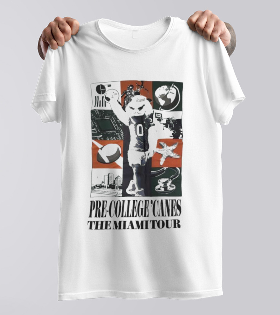 Pre-College 'Canes The Miami Tour Hurricanes Football Astronaut Cityscape Starfish Basketball T-Shirt
