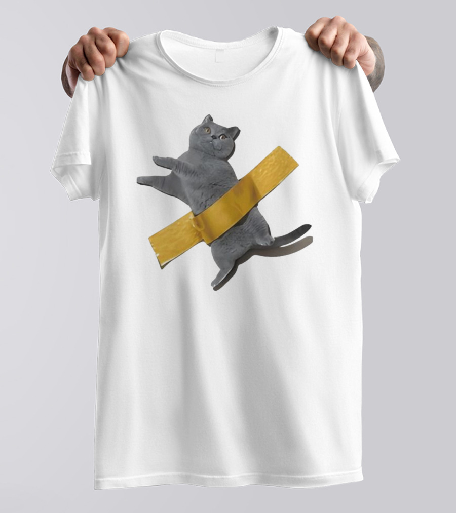 Tape Cat Joke Humor Duct Tape Gag T-Shirt