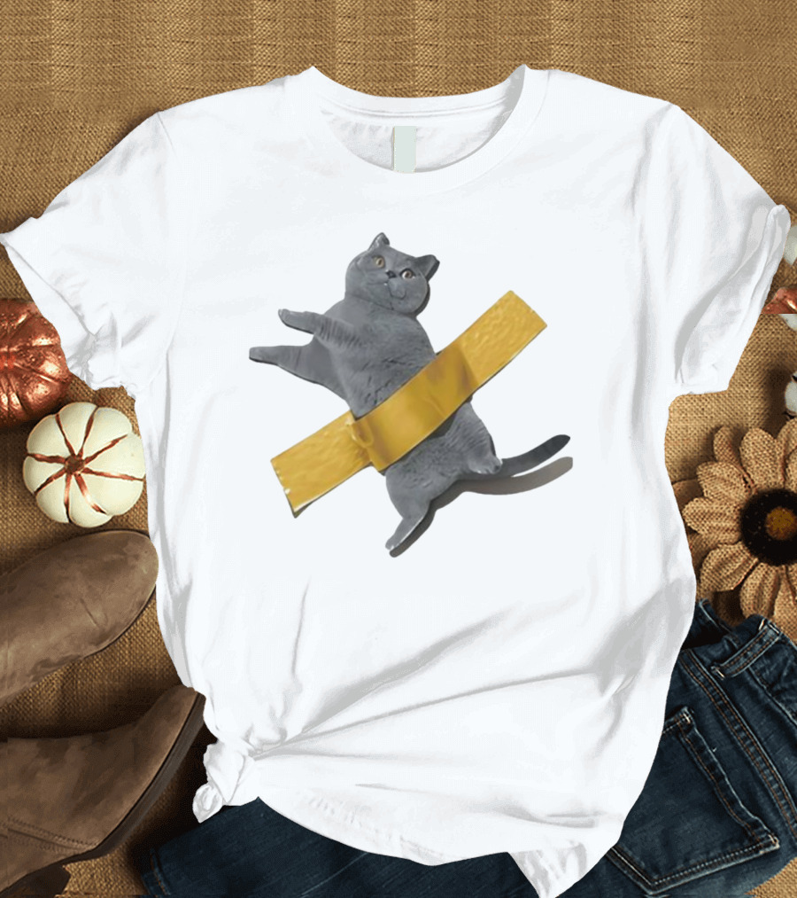 Tape Cat Joke Humor Duct Tape Gag T-Shirt