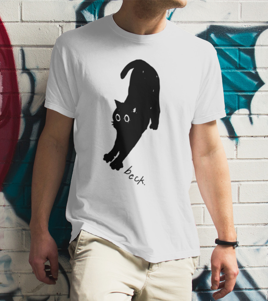 Beck Stretching Cat Silhouette Black Outline T-Shirt