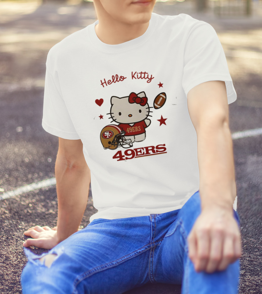 Hello Kitty 49ers Collaboration San Francisco Football Helmet T-Shirt
