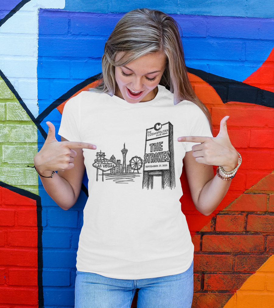 Las Vegas Landmarks Neon Sign Skyline 2025 T-Shirt