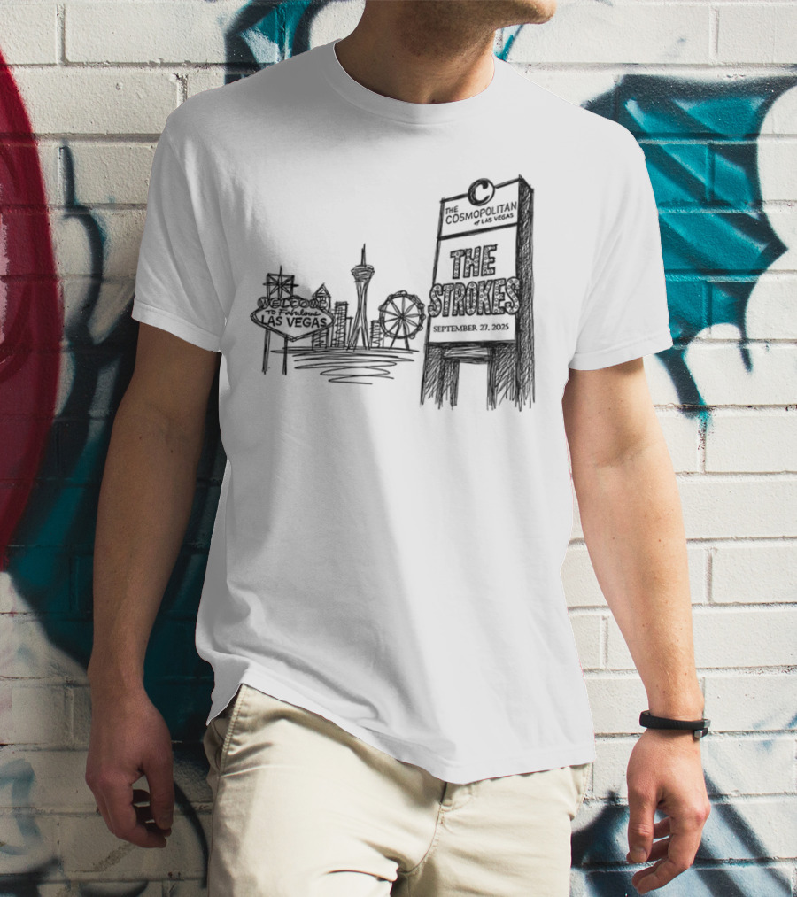 Las Vegas Landmarks Neon Sign Skyline 2025 T-Shirt