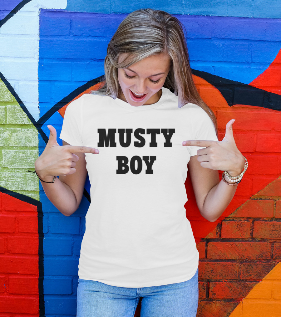 Musty Boy Fun Doodle Typography Hand-Drawn Sketch Style T-Shirt