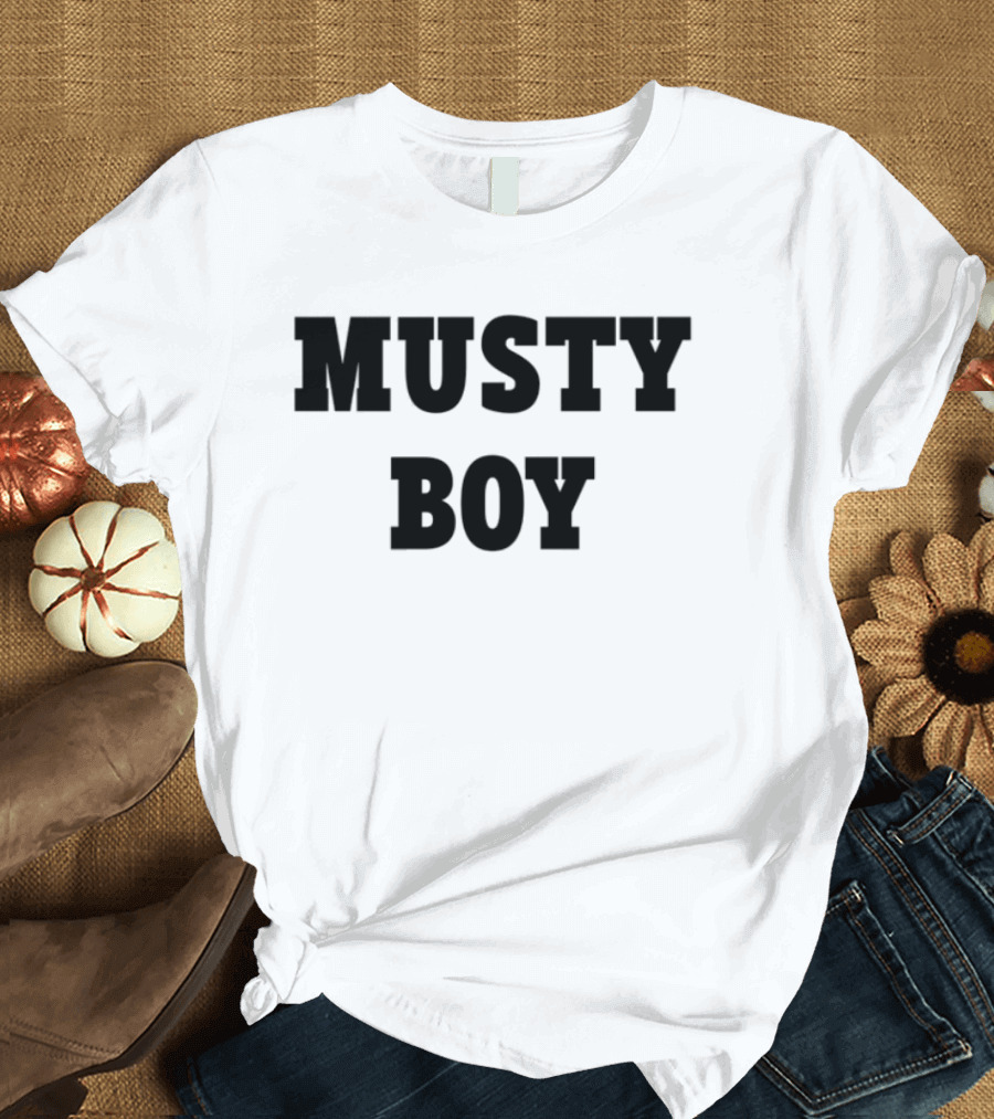 Musty Boy Fun Doodle Typography Hand-Drawn Sketch Style T-Shirt