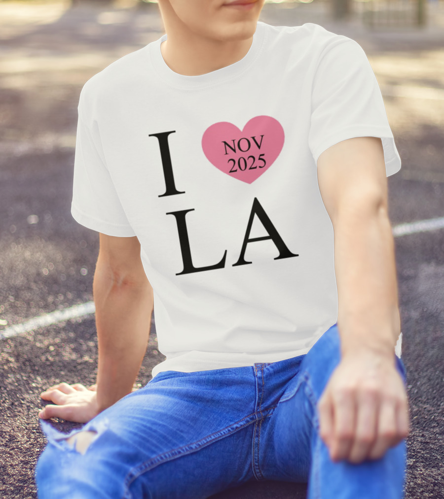 I Love LA Nov 2025 Heart Pink T-Shirt