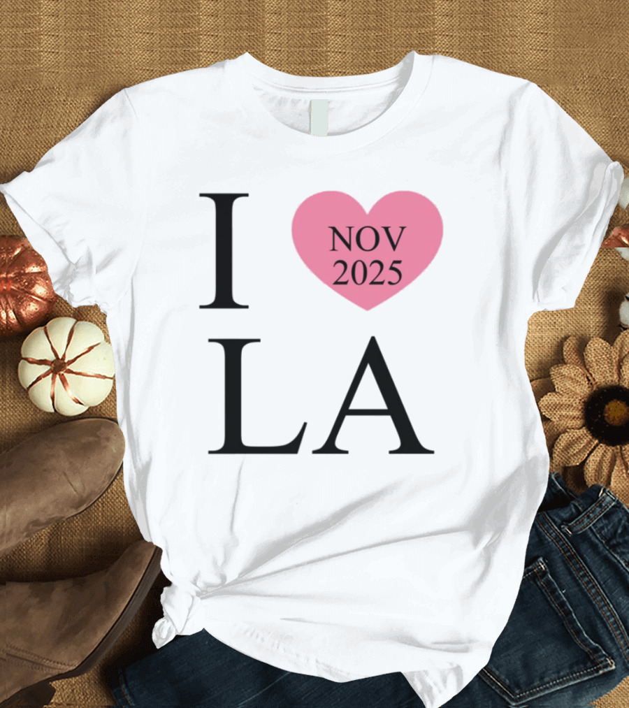 I Love LA Nov 2025 Heart Pink T-Shirt