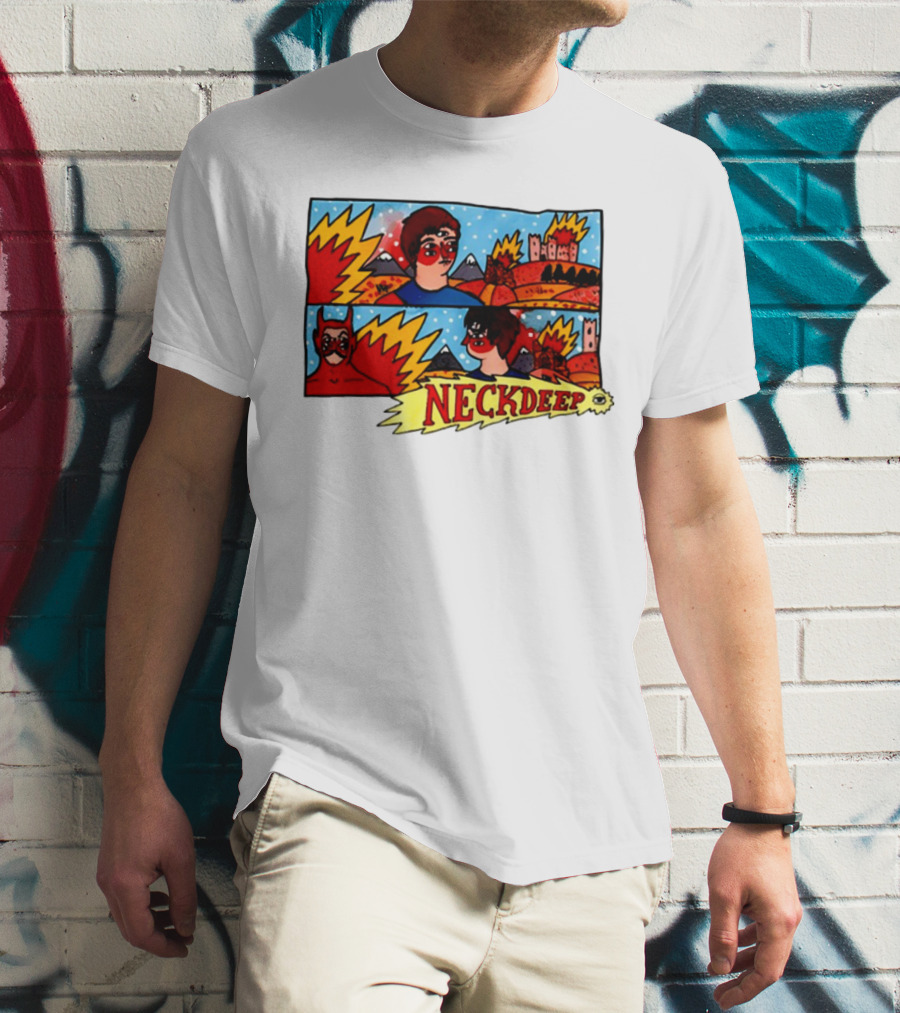 Neckdeepuk Lnotgy 10 Year Album Art Comic Style T-Shirt