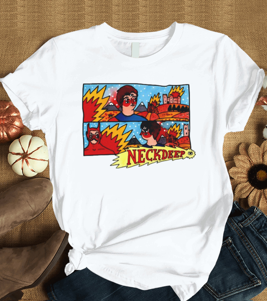 Neckdeepuk Lnotgy 10 Year Album Art Comic Style T-Shirt