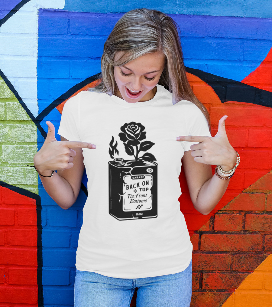 Back On Top The Front Bottoms Lighter-Inspired Art With Rose Motif T-Shirt