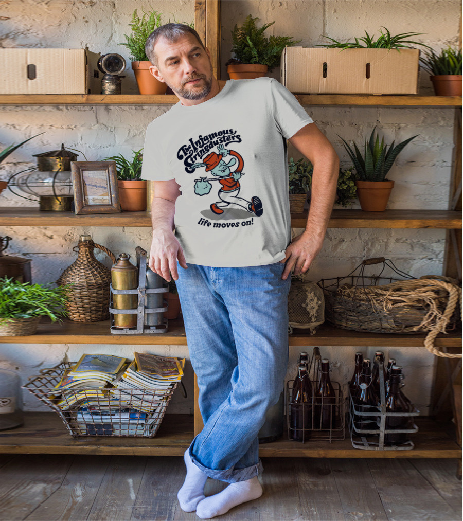 The Infamous Stringdusters Cartoon Character Life Moves On T-Shirt