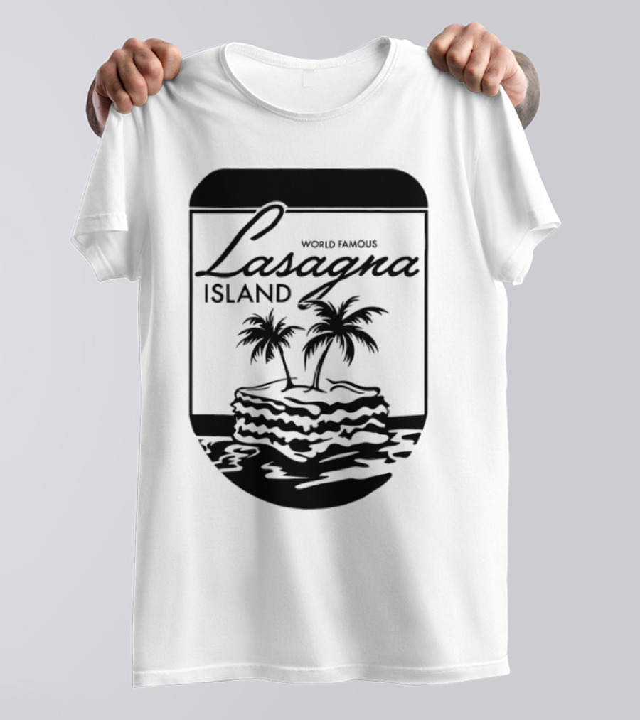 World Famous Lasagna Island Cat Cartoon Comic Humor Retro Style T-Shirt