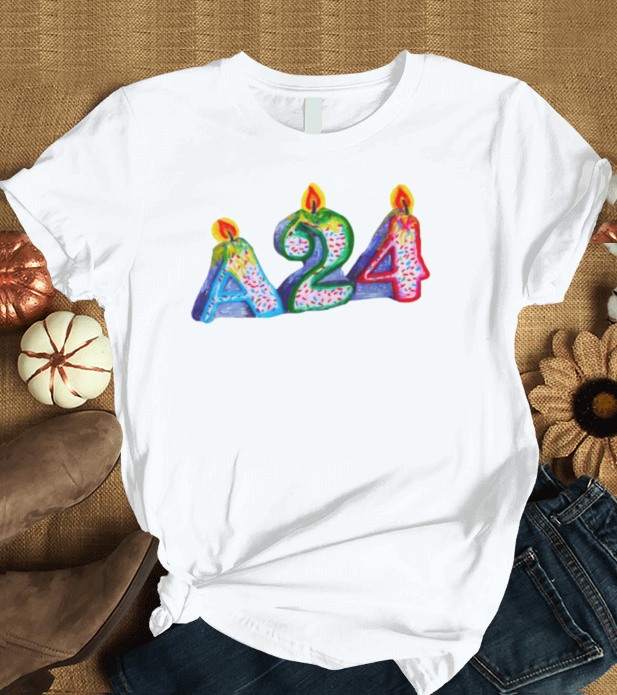 A24 Birthday Candle Celebration Event Festive Candles T-Shirt