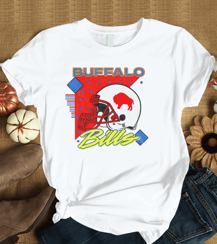 Buffalo Bills 90s Style Football Helmet Retro NFL Game Day T-Shirt