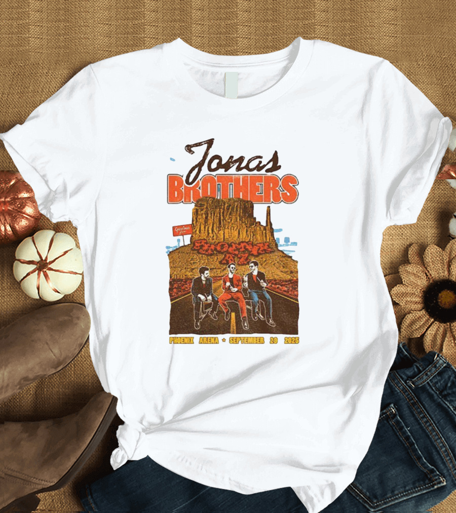 Jonas Brothers Phoenix Arena September 29 2025 Arizona Concert Cactus City Skyway T-Shirt