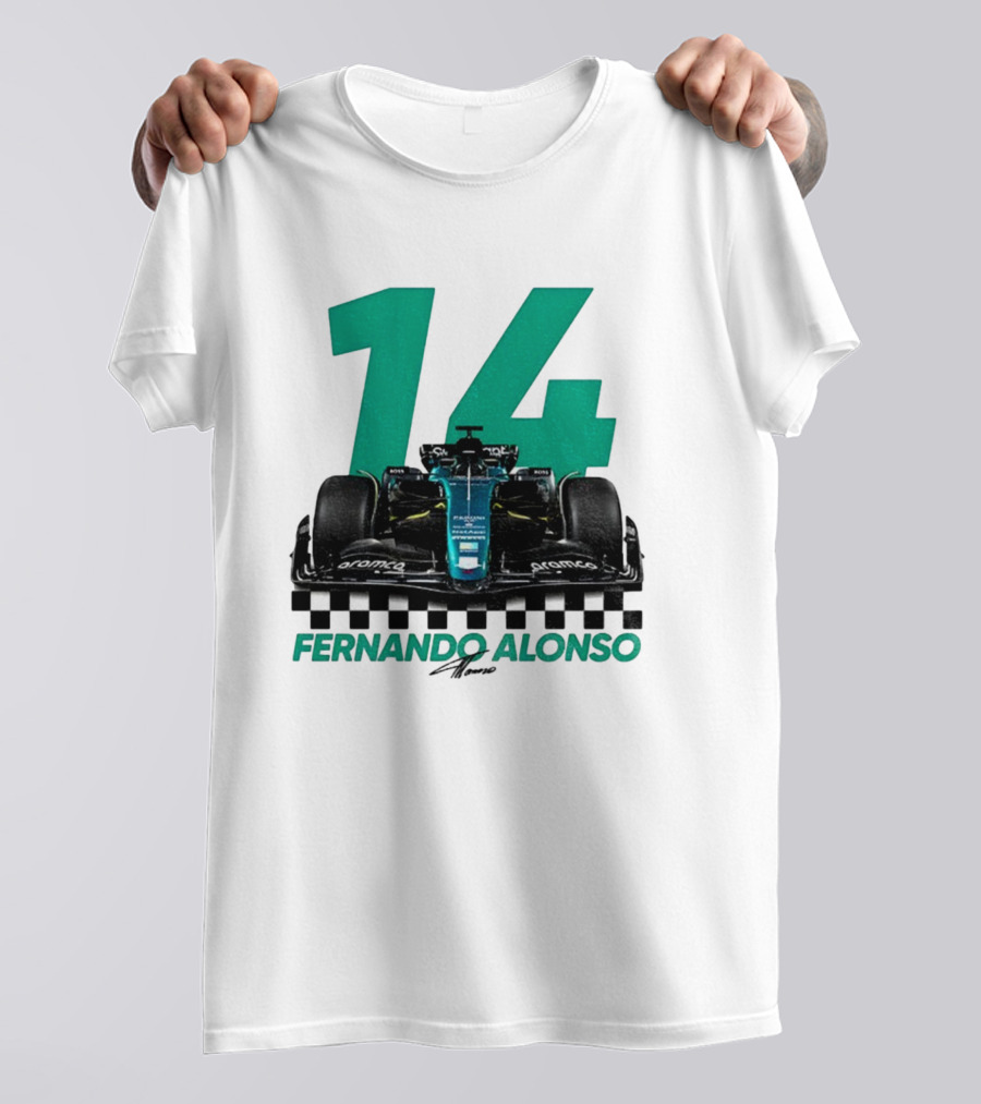Fernando Alonso 14 F1 Racing Legend Signature Motorsport Fan T-Shirt