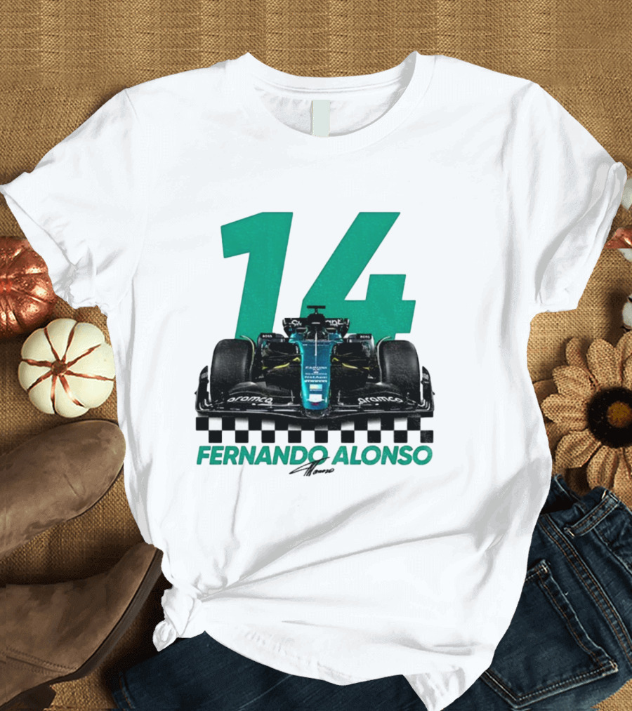 Fernando Alonso 14 F1 Racing Legend Signature Motorsport Fan T-Shirt