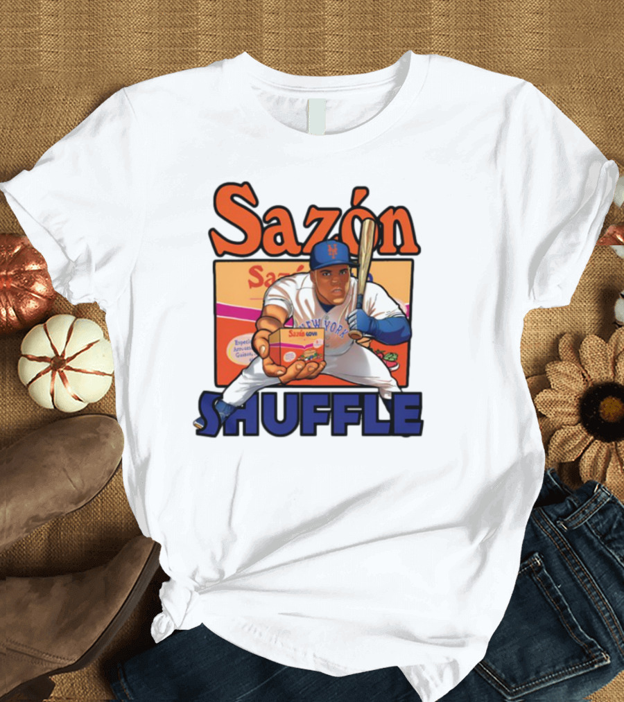 New York Sazón Goya Baseball Player Shuffle T-Shirt