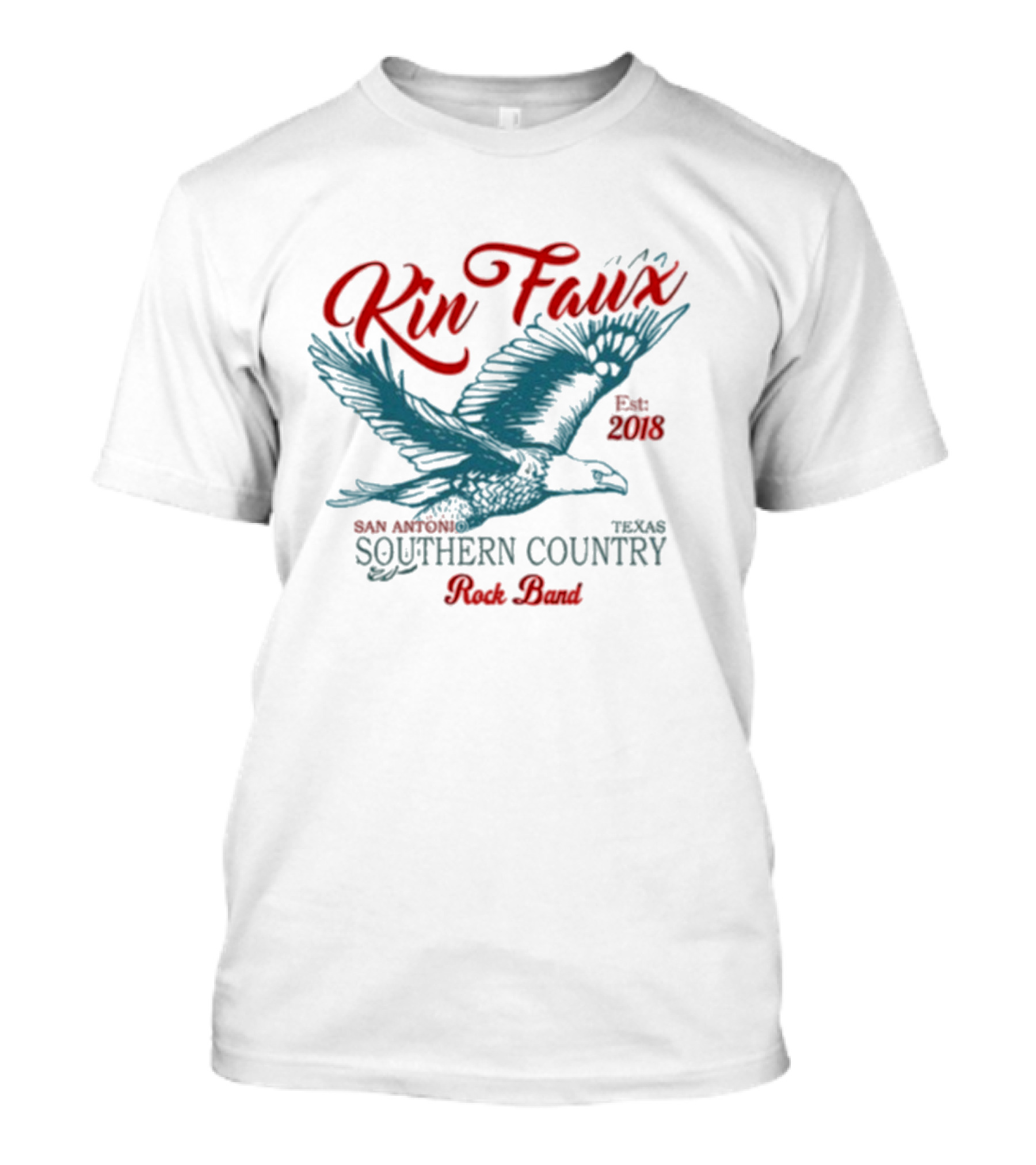 Kin Faux Southern Country Rock Band San Antonio Texas Eagle Est 2018 T-Shirt