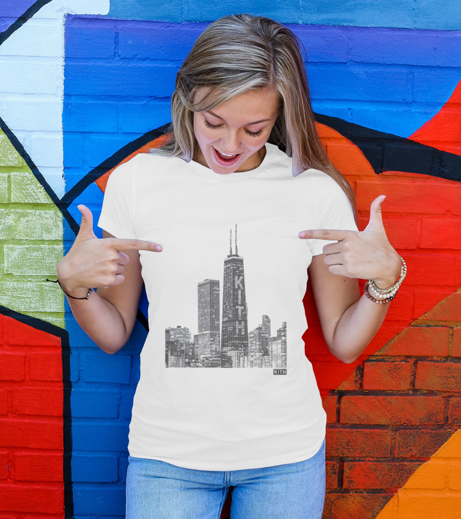 Kith Chicago Skyline Merchandise Featuring Iconic Skyscraper Artwork T-Shirt