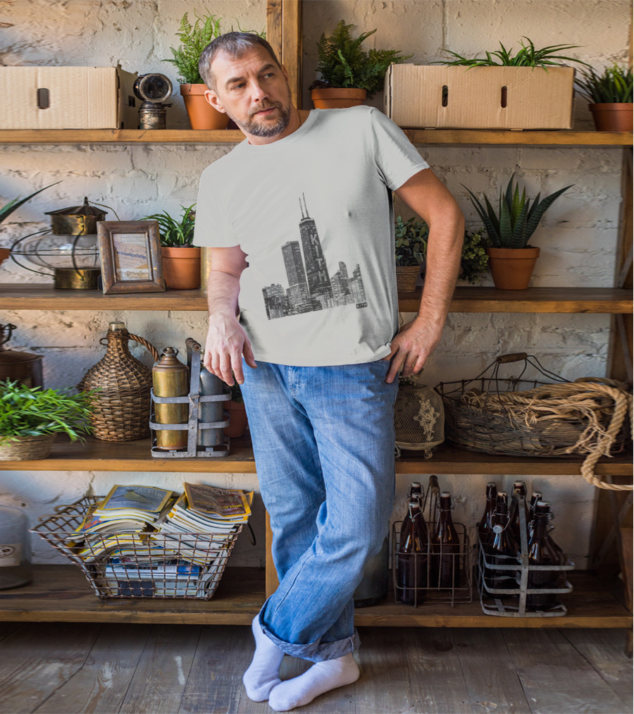Kith Chicago Skyline Merchandise Featuring Iconic Skyscraper Artwork T-Shirt