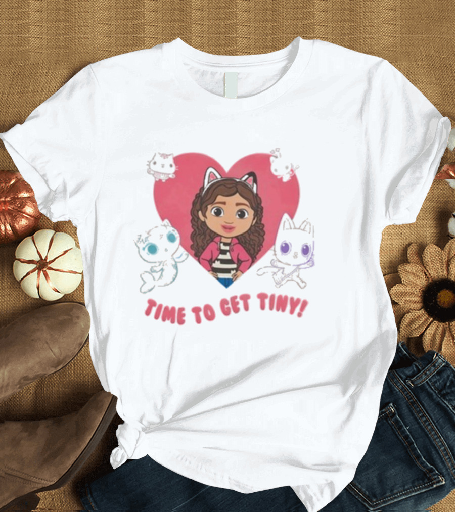 Time To Get Tiny Gabby’s Dollhouse Heart And Cats Characters T-Shirt