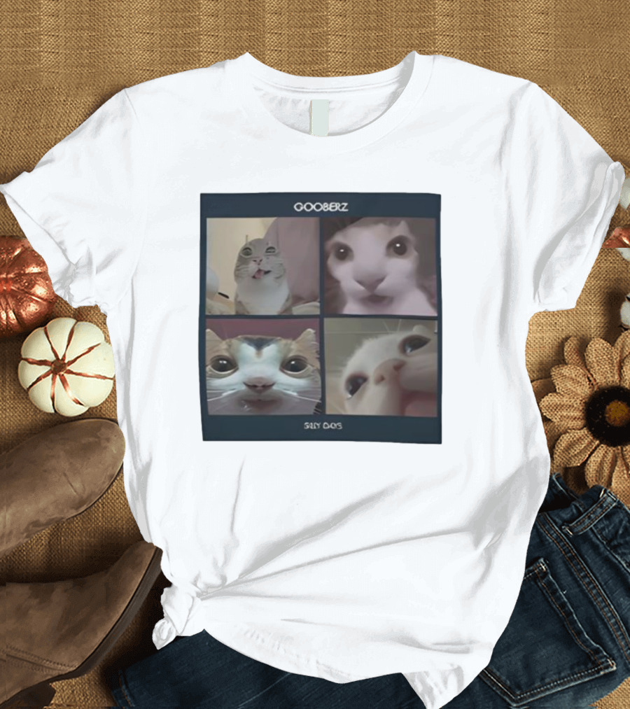 Gooberz Silly Days Funny Cat Faces Collage T-Shirt