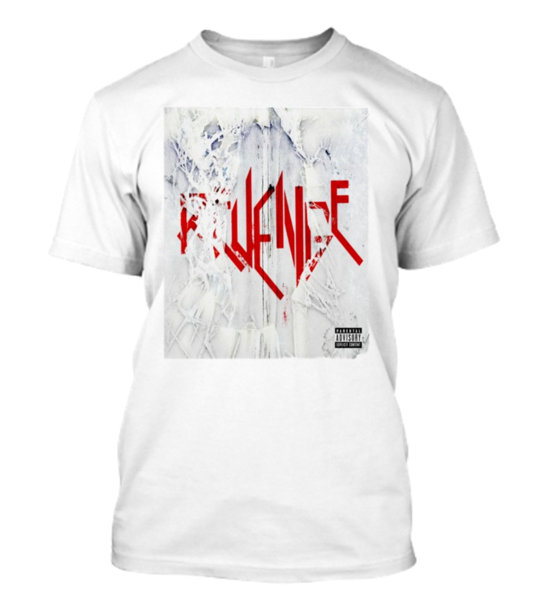Revenge Sonny Explicit Content Distressed Ice Background T-Shirt