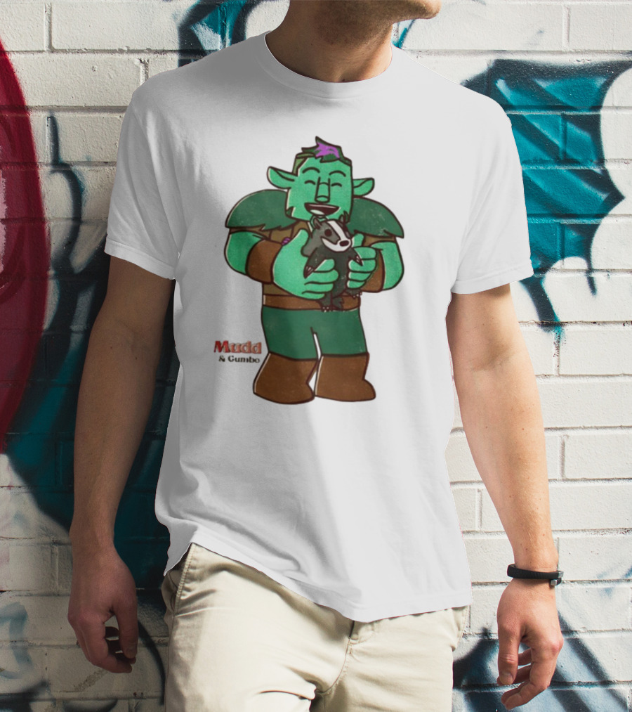 Mudd & Omino Goblin Character Embracing Pet Badger T-Shirt