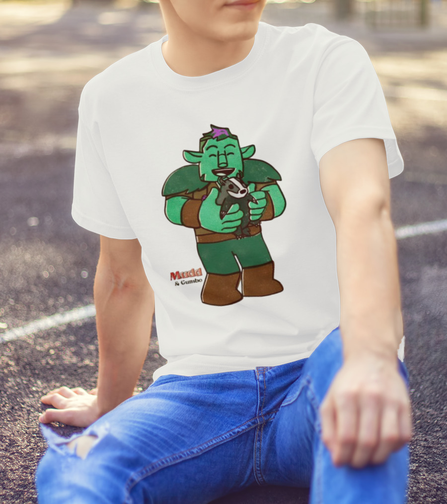 Mudd & Omino Goblin Character Embracing Pet Badger T-Shirt