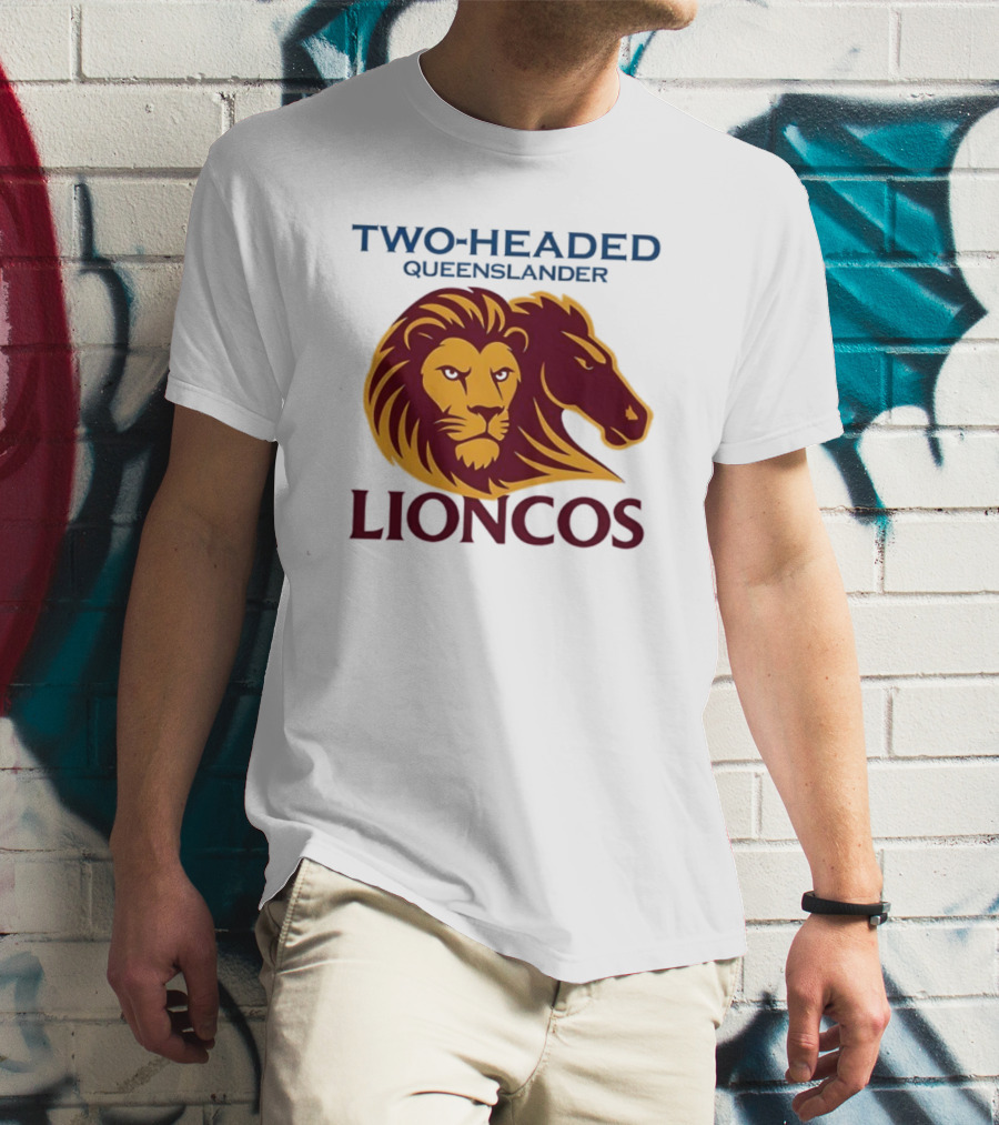 Two Headed Queenslander Lioncos Lion And Horse Head T-Shirt