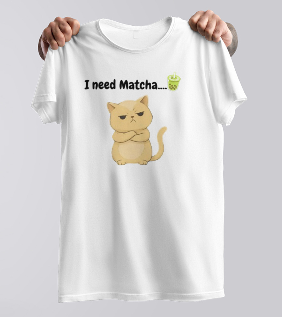 Amran I Need Matcha Grumpy Cat Boba Bubble Tea T-Shirt