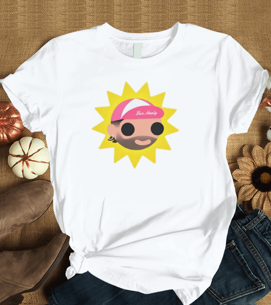 Ben Healy 2025 Pink Cap Yellow Sunburst T-Shirt