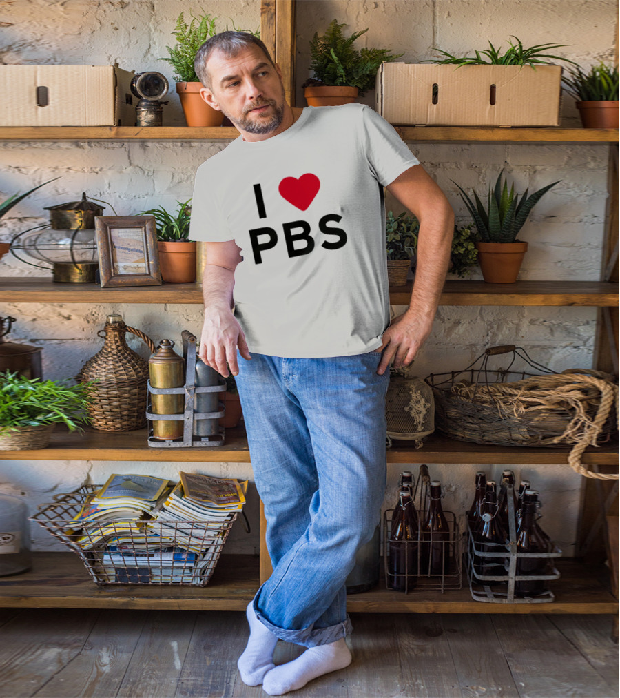 I Love PBS Classic Logo Heart Icon Fan Favorite T-Shirt