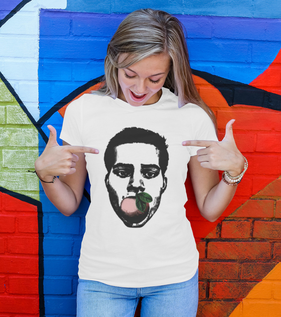 ``` Nick Wilkins Orange Face With Red Apple And Leaves ``` T-Shirt